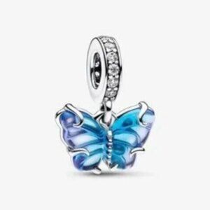 Pandora Blue Murano Glass Butterfly Dangle Charm